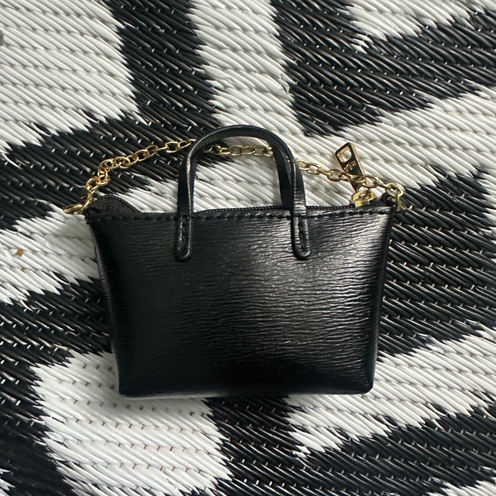Ralph Lauren Black Leather Mini-Tote Bag Coin Purse - Picture 5 of 6